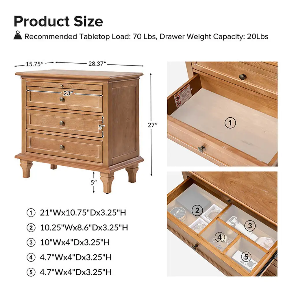 3 Drawer Nightstand Cabinet With Built In Charge Station 2321 3 Drawer Nightstand Cabinet With Built In Charge Station 2321