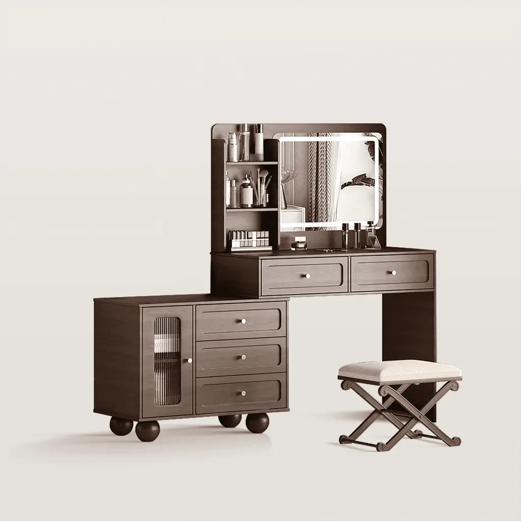 62in Makeup Vanity Set With Storage Shelves %26 LED Lights 4208 62in Makeup Vanity Set With Storage Shelves %26 LED Lights 4208