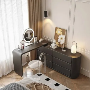 Adjustable Makeup Vanity With Microfiber Leather Desktop 4742