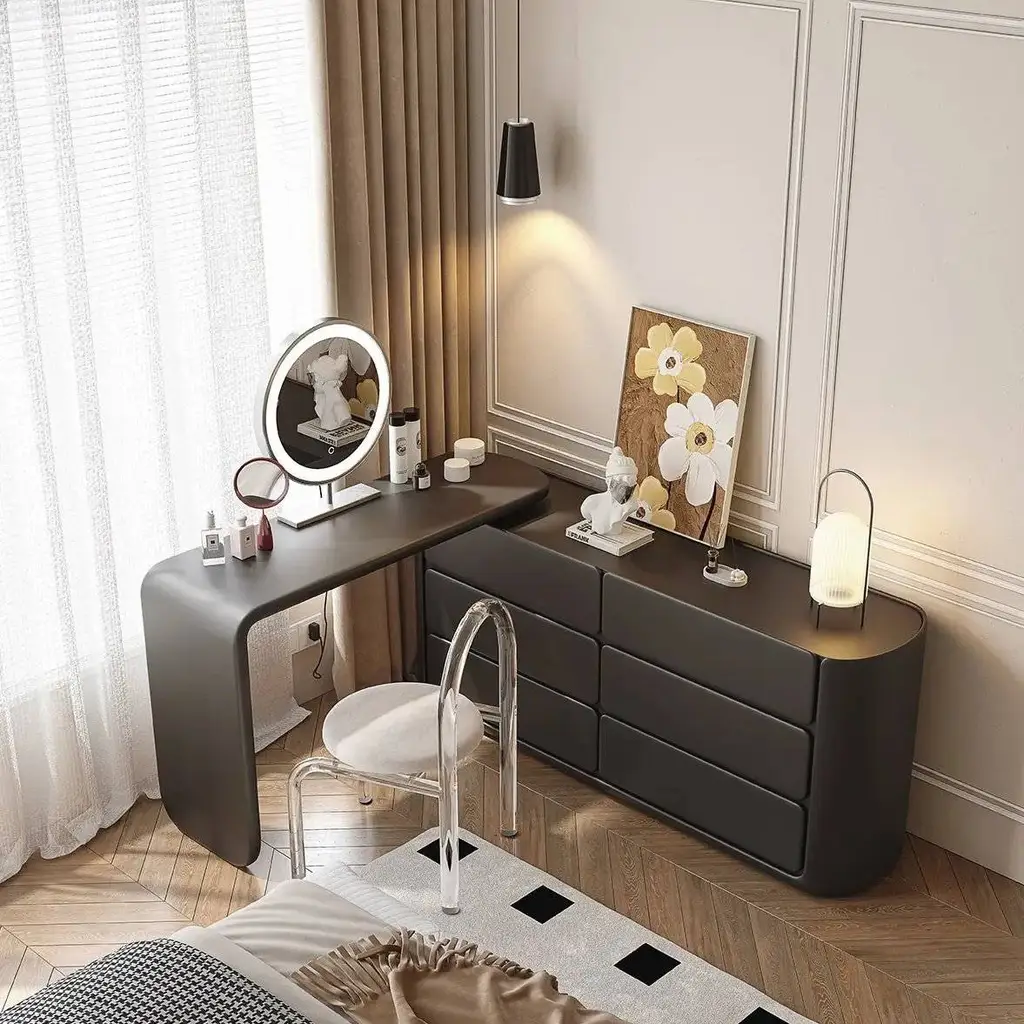 Adjustable Makeup Vanity With Microfiber Leather Desktop 4742 Adjustable Makeup Vanity With Microfiber Leather Desktop 4742