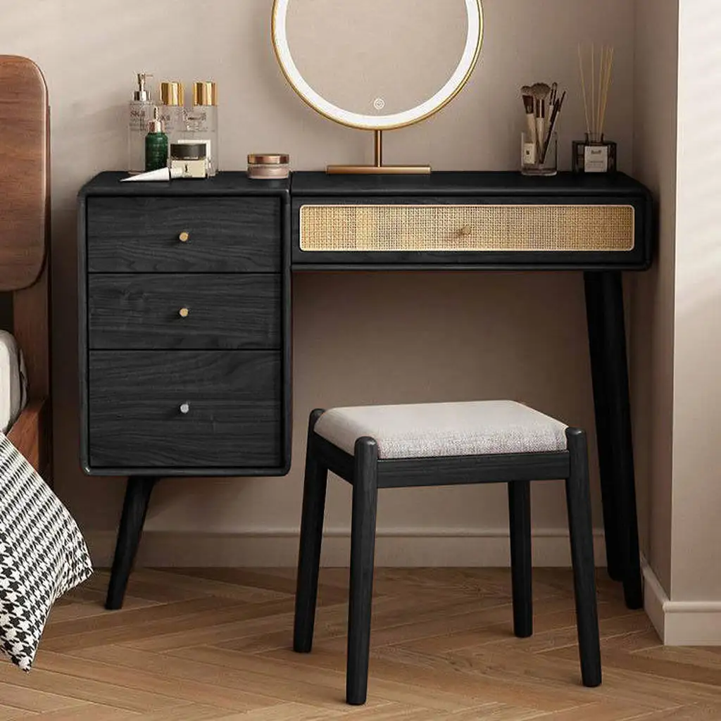 Antique Rattan Makeup Vanity With Storage For Bedroom 1208 Antique Rattan Makeup Vanity With Storage For Bedroom 1208