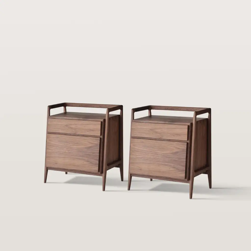 Bedroom Wooden Nightstands With Trapezoidal Structure 1723 Bedroom Wooden Nightstands With Trapezoidal Structure 1723