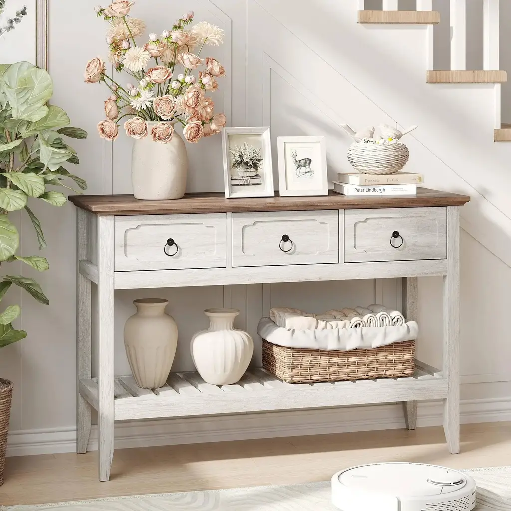 Farmhouse Entryway Table Console Table With 3 Drawers 5196 Farmhouse Entryway Table Console Table With 3 Drawers 5196