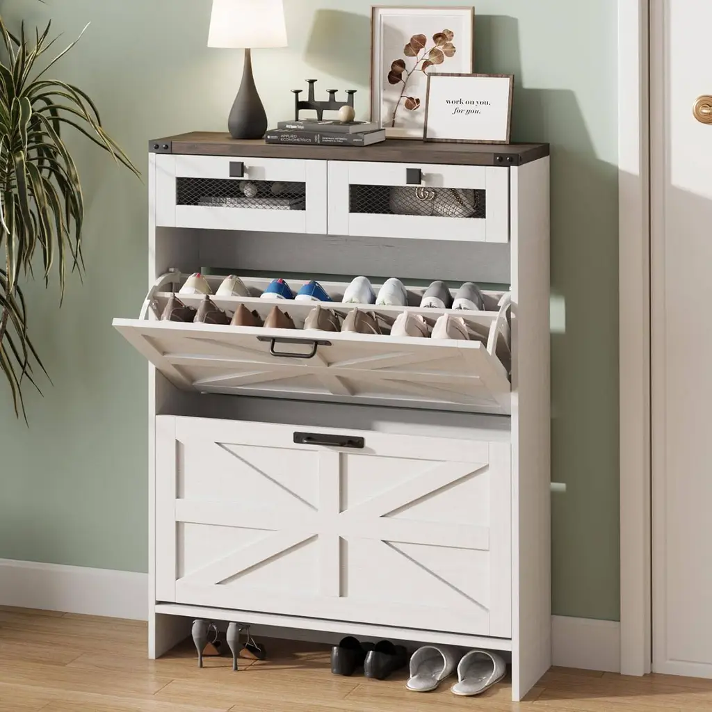 Farmhouse Shoe Cabinet With 2 Flip Drawers%26 2 Drawers 2941 Farmhouse Shoe Cabinet With 2 Flip Drawers%26 2 Drawers 2941