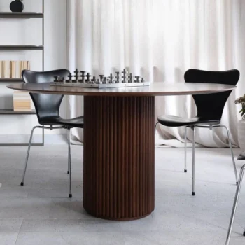 Flat Round Dining Table With Cylindrical Base 3013