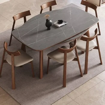 Flexible Rock Slab Square And Round Dual Purpose Dining Table 7687