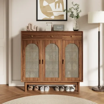 Freestanding Rattan Shoe Cabinet For Storage 7677