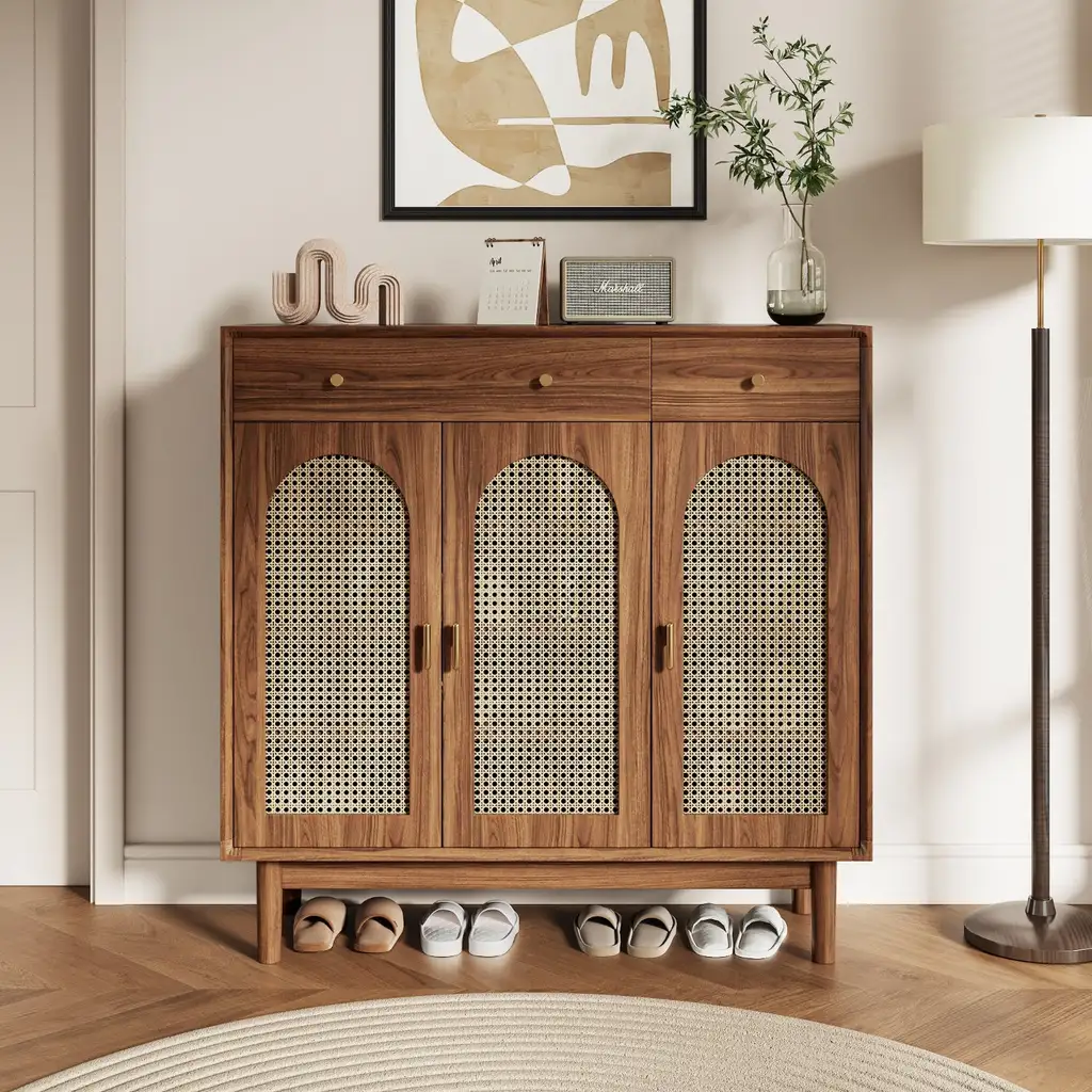 Freestanding Rattan Shoe Cabinet For Storage 7677 Freestanding Rattan Shoe Cabinet For Storage 7677