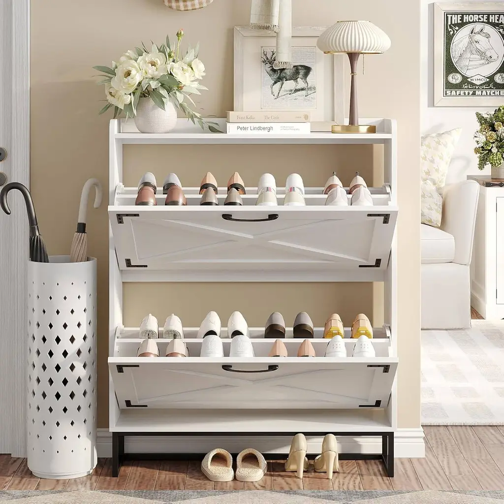 Freestanding Shoe Storage Cabinet With 2 Flip Drawers 8497 Freestanding Shoe Storage Cabinet With 2 Flip Drawers 8497