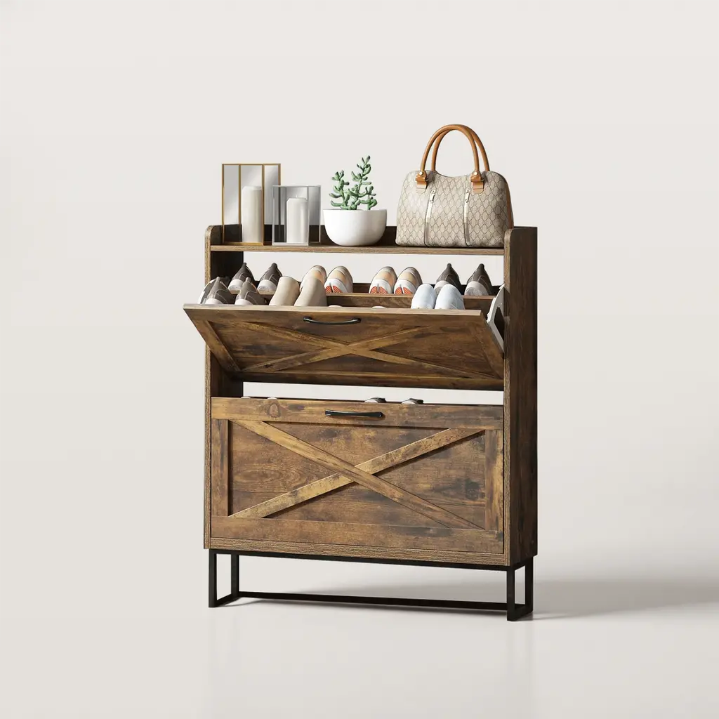 Freestanding Shoe Storage Cabinet With 2 Flip Drawers 9189 Freestanding Shoe Storage Cabinet With 2 Flip Drawers 9189