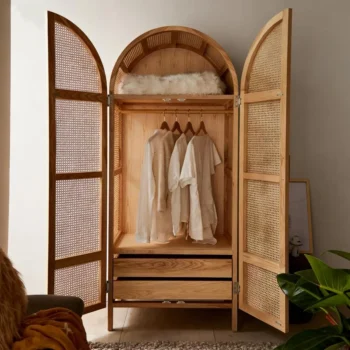 Hand Woven Rattan Single Or Double Door Wardrobe 3054