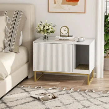 Hidden Cat Litter Box Enclosure Pet House Storage Cabinet Bench 4835