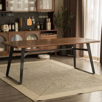 Iron Leg Rectangular Dining Table With 4 Chairs 6871