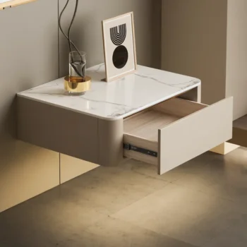 Italian Luxury Nightstand Set Modern Slate Bedside Table 5876