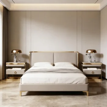 Italian Rock Plate Nightstand Storage Glass Bedside Table 9631