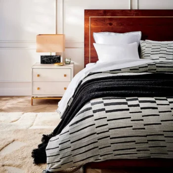 Ivory White Bedside Table With Square Metal Handle 2585