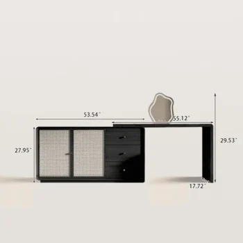 Large Makeup Vanity Desk With Mirror %26 Storage Shelves 7363