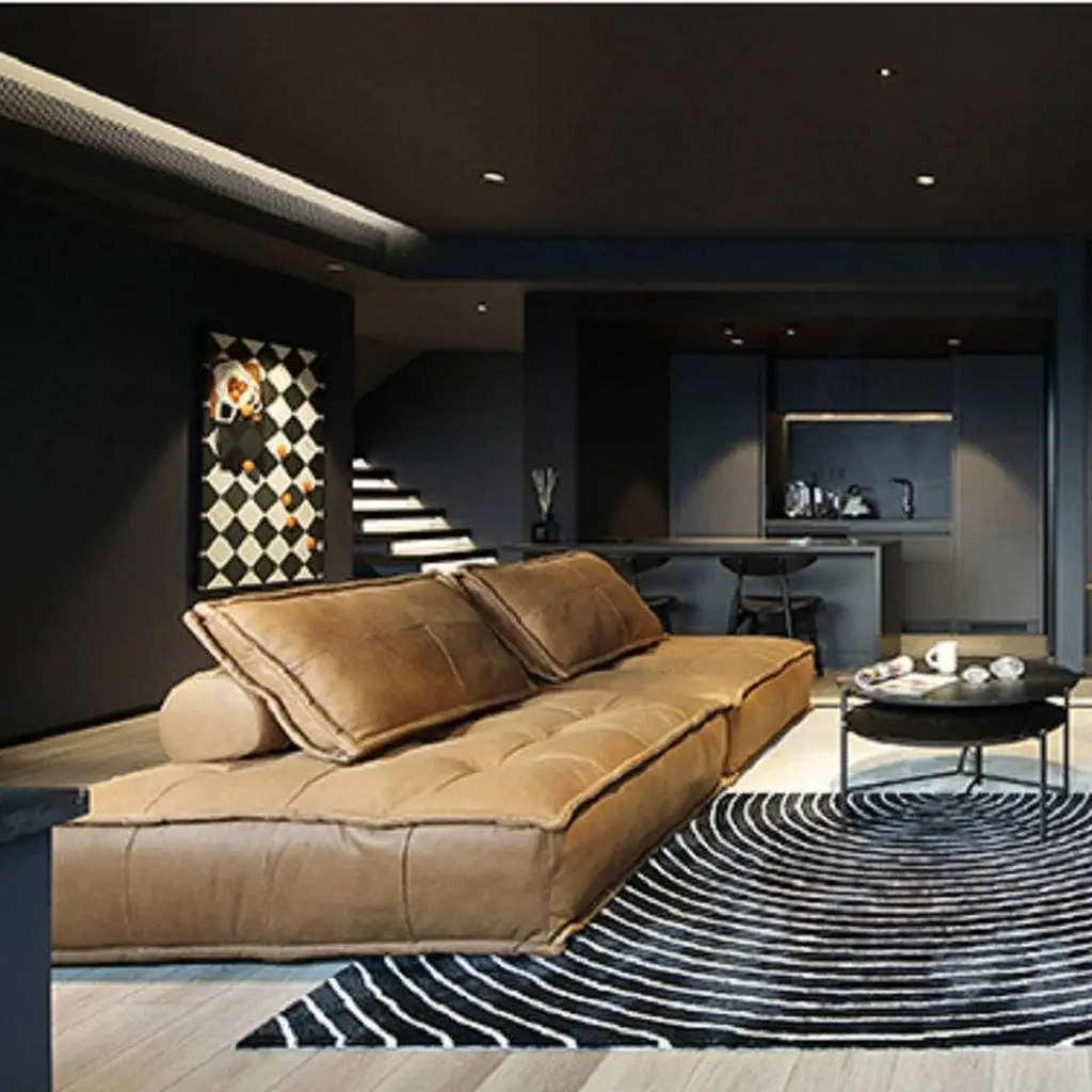 Leather Square Sofa With Backrest Pillow 4618 Leather Square Sofa With Backrest Pillow 4618