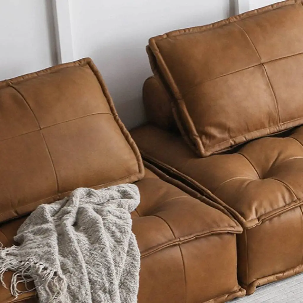 Leather Square Sofa With Backrest Pillow 5255 Leather Square Sofa With Backrest Pillow 5255
