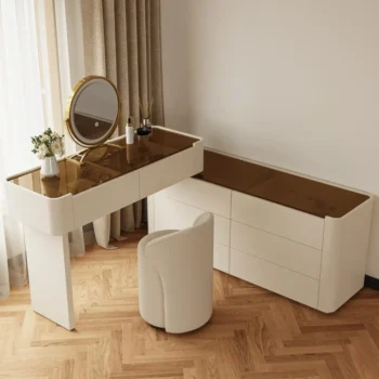 Makeup Vanity Desk With Drawers Glass Dressing Table Set 2523