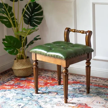 Manor Style Stool With Carved Legs And Soft Cushion 2218