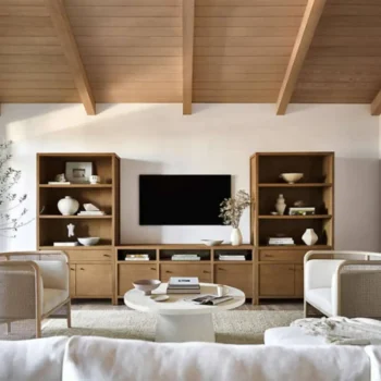 Media Console And 2 Storage Bookcases Set With Drawers 8243