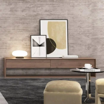 Media Console With 2 Sliding Drawers And An Overhead Bottom 3491