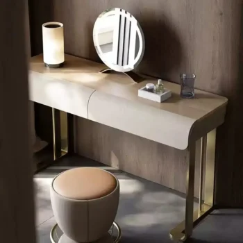 Metal Leg Makeup Vanity With Mirror And 2 Drawers 2893