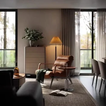 Mid Century Brown Accent Lounge Chair Single Armchair 3537