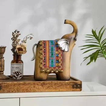 Mid Style Retro Imitation Wood Elephant Art Ornament 4461