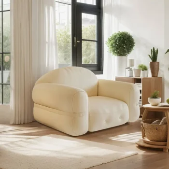 Middle Ancient Style Oil Wax Leather Single Sofa 7183