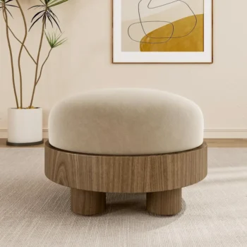 Modern Entryway Round Stool Solid Wood Change Shoe Bench 9772