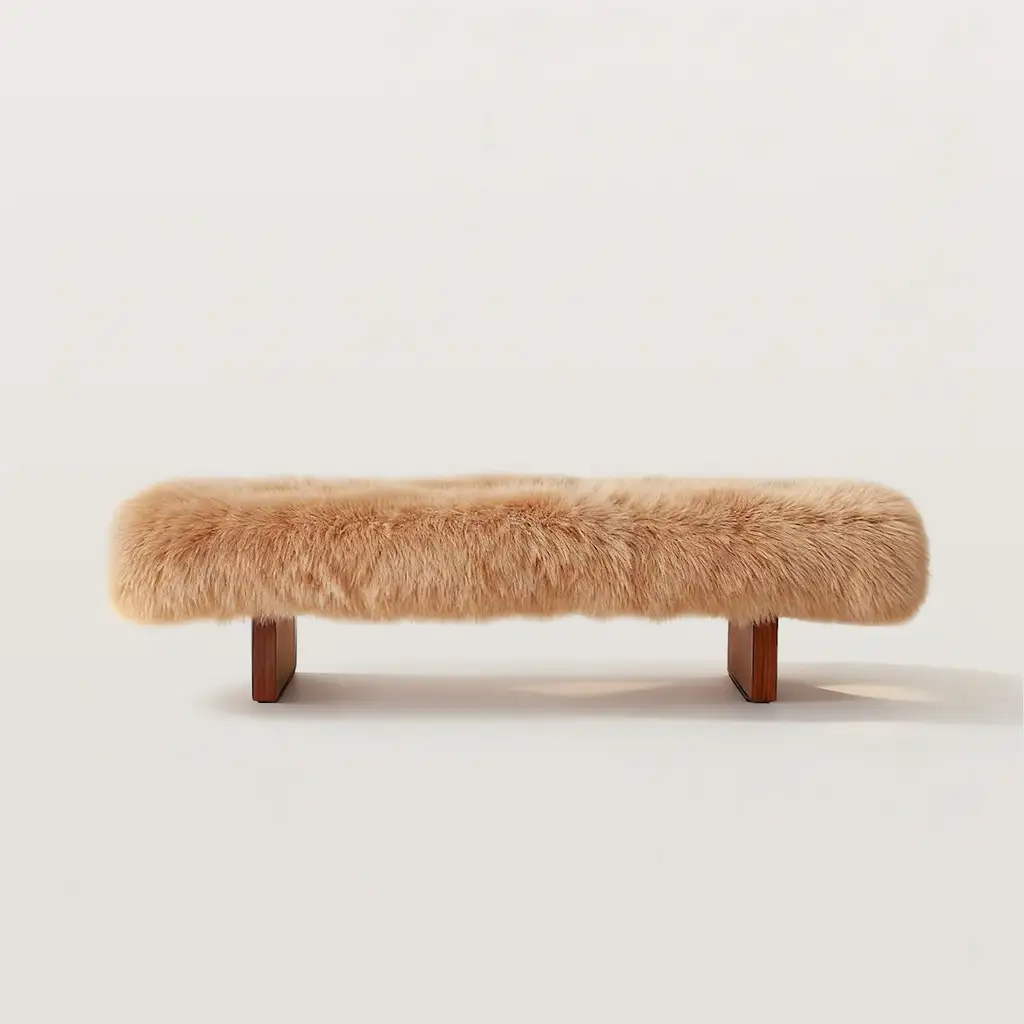 Modern Luxury Sheepskin Covered Bench 2515 Modern Luxury Sheepskin Covered Bench 2515