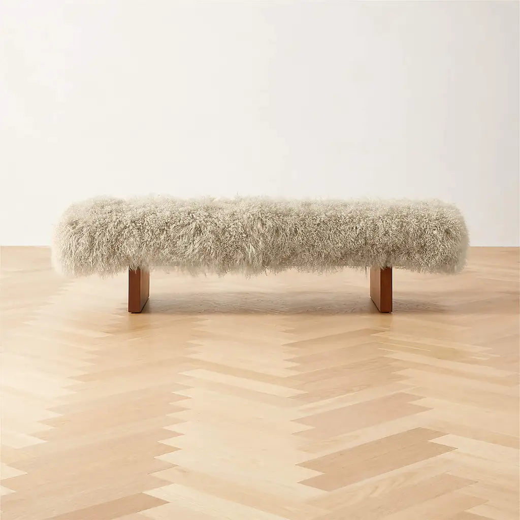 Modern Luxury Sheepskin Covered Bench 3423 Modern Luxury Sheepskin Covered Bench 3423