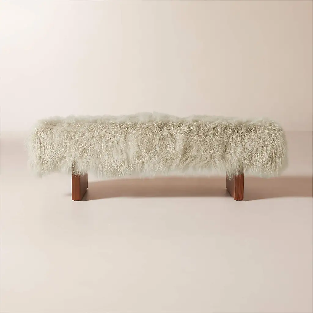 Modern Luxury Sheepskin Covered Bench 5195 Modern Luxury Sheepskin Covered Bench 5195
