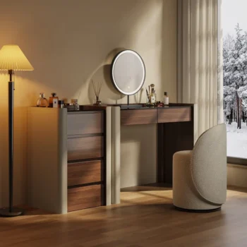 Modern Makeup Vanity Set With Light Dressing Table With Jewelry Storage Cabinet 8727