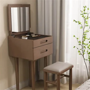 Modern Makeup Vanity Table With Flip Top Mirror And Stool 4164