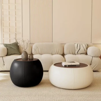 Modern Round Storage Ottoman Coffee Table Side Table 6113