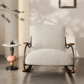 Modern Upholstered Rocking Chair With Footstool Rocker Recliner 7127