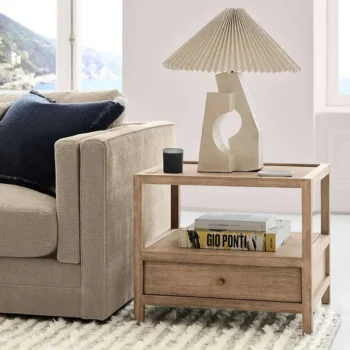 Natural Color End Table With Drawer For Home Living Room 8182