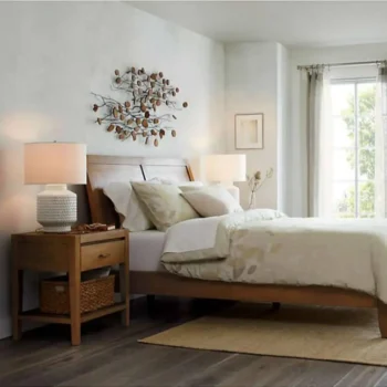 Nightstand With A Handle Drawer And Bottom Open Storage Space 5285