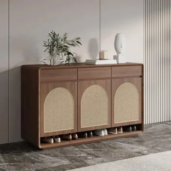 Rattan Solid Wood Shoe Cabinet Storage 6592