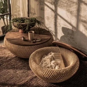 Rattan Storage Coffee Table With Wood Lid 8487