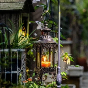 Retro Iron Candlestick Ornament Outdoor Camping Windproof Lamp 2374