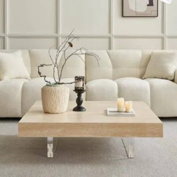 Rock Coffee Table With Transparent Acrylic Table Legs 3304