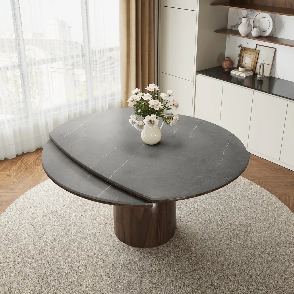Round Extendable Dining Table Oval Pedestal Kitchen Table 3043 Round Extendable Dining Table Oval Pedestal Kitchen Table 3043