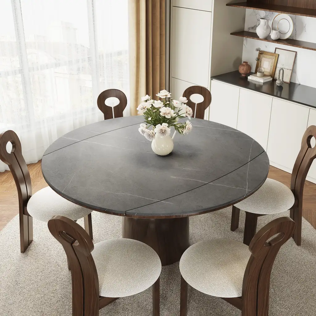 Round Extendable Dining Table Oval Pedestal Kitchen Table 6103 Round Extendable Dining Table Oval Pedestal Kitchen Table 6103