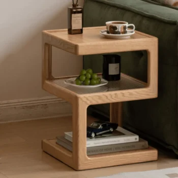 S Shaped Nightstand With 3 Tier Storage Bedside Table 5696