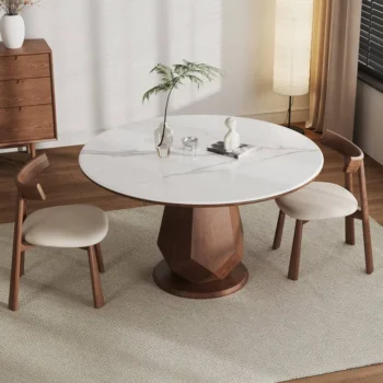 Sintered Stone Dining Table For 6 Person With Creative Base 3598