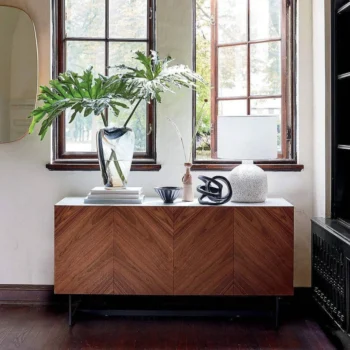 Suspend Media Console With Marble Top And Storage Space 6478